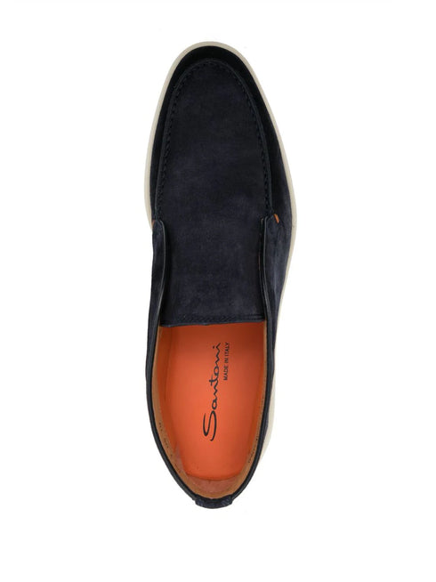 tonal-stitching leather loafers